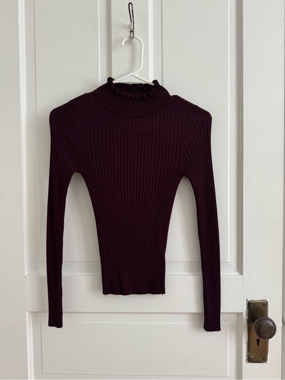 It's Our Time Ribbed Mock Neck Long Sleeve Top - Plum